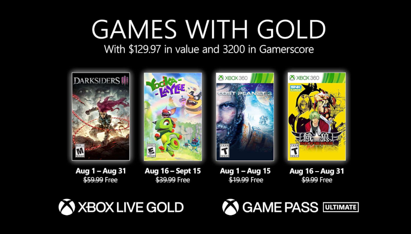 Předplatitelé Xbox Live Gold potěší Darksiders 3 či Yooka-LayLee
